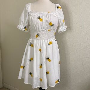 Basic Small White Pesant dress Pinapples
